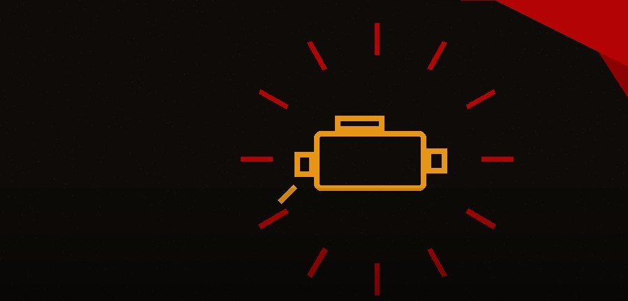 Flashing check engine light warning on a car dashboard