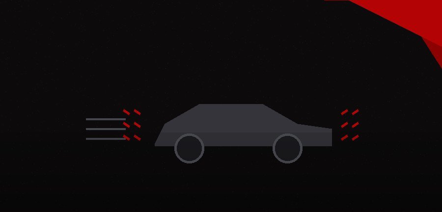 Car with vibration lines showing shaking at highway speed